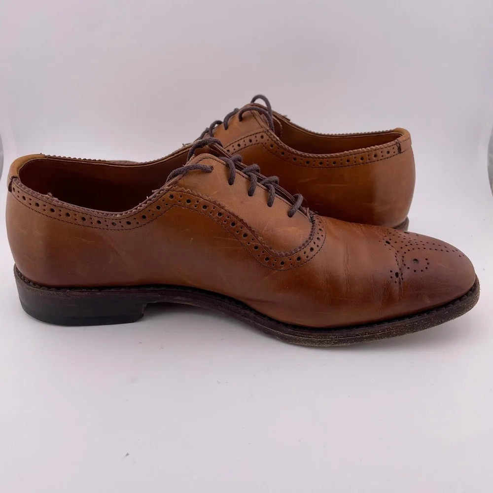 Allen Edmonds Cornwallis Walnut Brown Leather Wingtip Oxford Dress Shoes Size 9D